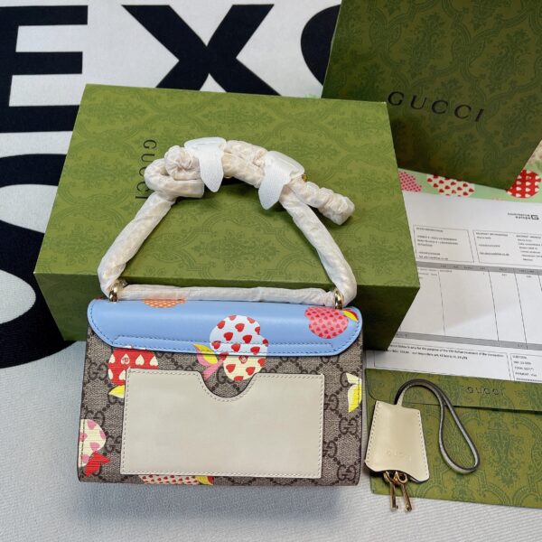 1:1 Replica Gucci Padlock Small Gucci Strawberry Shoulder Bag Beige For Women, Women's Bags 7.9in/20cm GG
