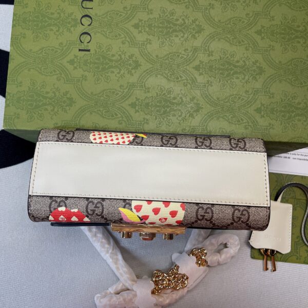 1:1 Replica Gucci Padlock Small Gucci Strawberry Shoulder Bag Beige For Women, Women's Bags 7.9in/20cm GG