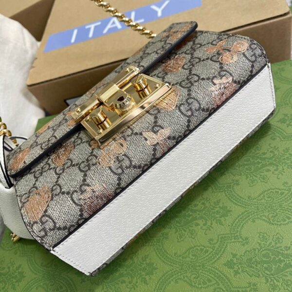 1:1 Replica Gucci Padlock Small Gucci Strawberry Shoulder Bag Beige For Women, Women's Bags 7.9in/20cm GG