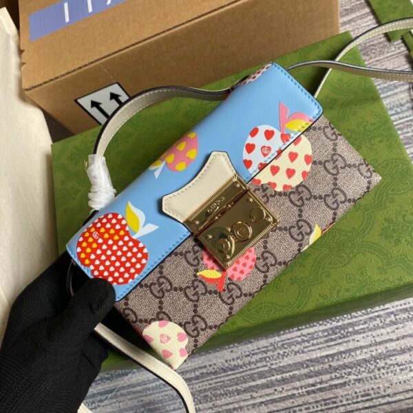 1:1 Replica Gucci Padlock Strawberry Mini Bag Beige For Women, Women's Bags 7in/18cm GG