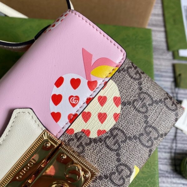 1:1 Replica Gucci Padlock Strawberry Mini Bag Beige For Women, Women's Bags 7in/18cm GG