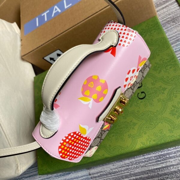 1:1 Replica Gucci Padlock Strawberry Mini Bag Beige For Women, Women's Bags 7in/18cm GG