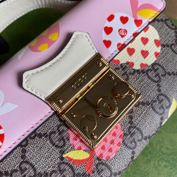 1:1 Replica Gucci Padlock Strawberry Mini Bag Beige For Women, Women's Bags 7in/18cm GG