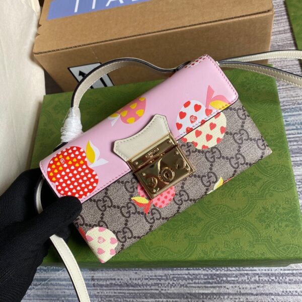 1:1 Replica Gucci Padlock Strawberry Mini Bag Beige For Women, Women's Bags 7in/18cm GG