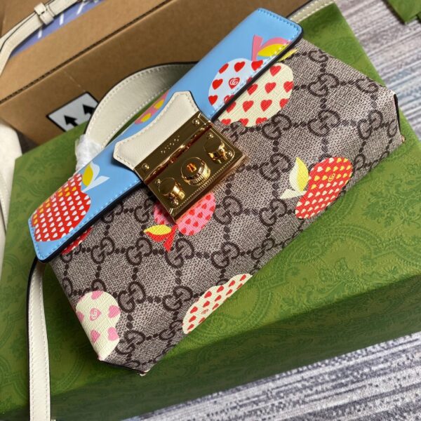 1:1 Replica Gucci Padlock Strawberry Mini Bag Beige For Women, Women's Bags 7in/18cm GG