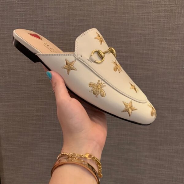 Gucci Princetown Slipper With Bee Stars Beige For Women GG