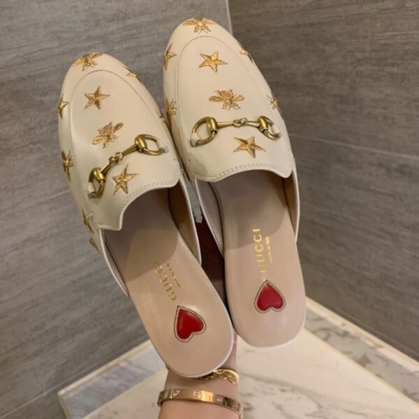 Gucci Princetown Slipper With Bee Stars Beige For Women GG