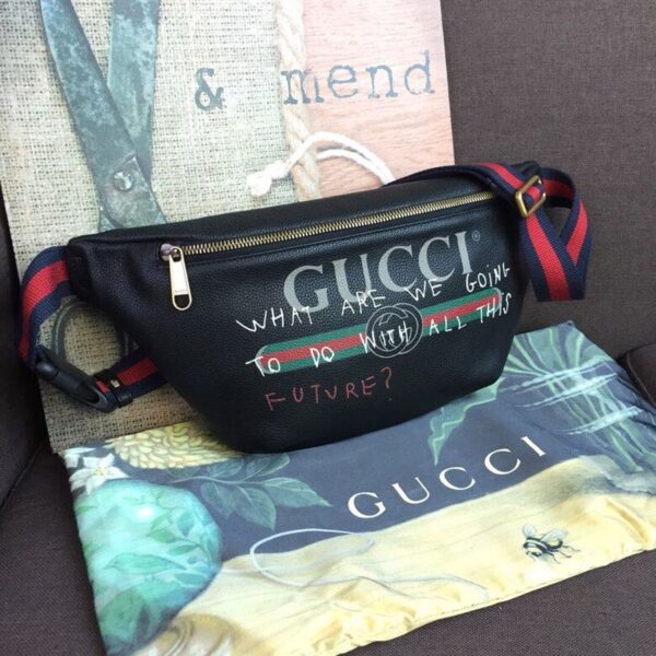 1:1 Replica Gucci Print Waist Belt Bag Black For Women And Men 15in/39cm GG 530412