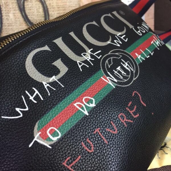 1:1 Replica Gucci Print Waist Belt Bag Black For Women And Men 15in/39cm GG 530412