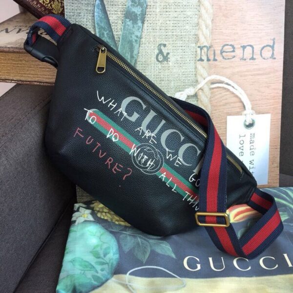 1:1 Replica Gucci Print Waist Belt Bag Black For Women And Men 15in/39cm GG 530412