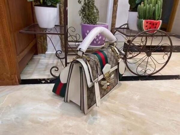 1:1 Replica Gucci Queen Margaret GG Small Top Handle Bag Beige And Ebony GG Supreme Canvas For Women 10in/26cm GG 476541