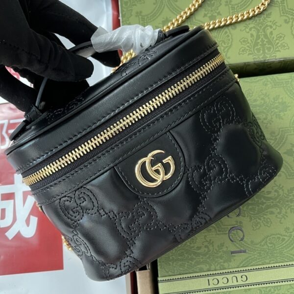 1:1 Replica Gucci Quilted GG Mini Handbag Black For Women, Women's Bags 6.3in/16cm GG 723770 UM8IG 1000
