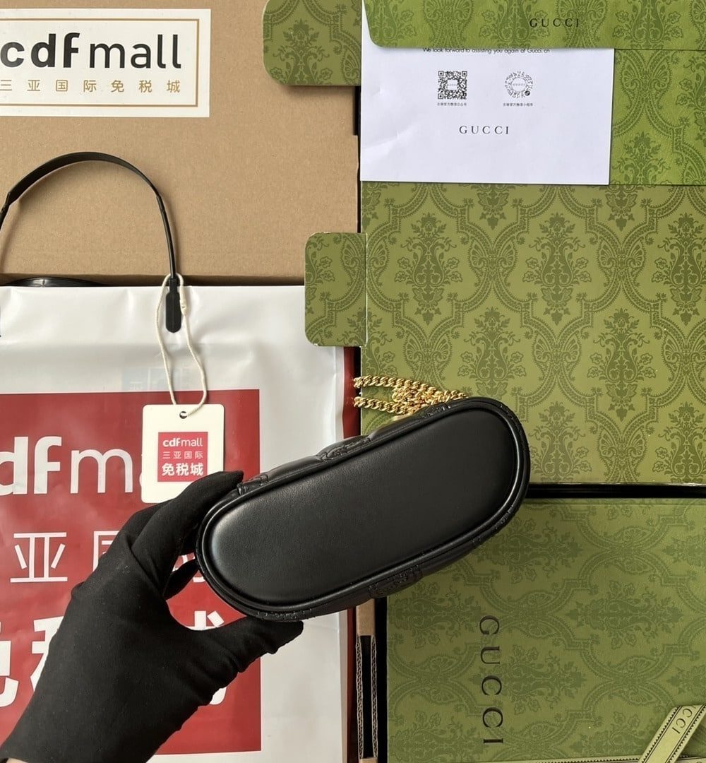 1:1 Replica Gucci Quilted GG Mini Handbag Black For Women, Women's Bags 6.3in/16cm GG 723770 UM8IG 1000