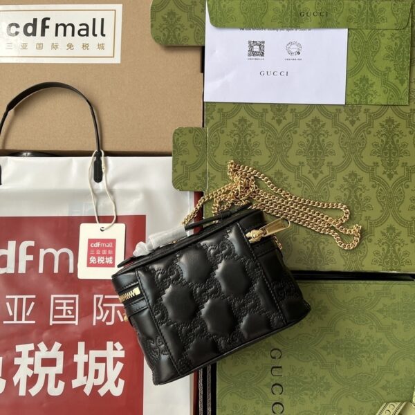 1:1 Replica Gucci Quilted GG Mini Handbag Black For Women, Women's Bags 6.3in/16cm GG 723770 UM8IG 1000