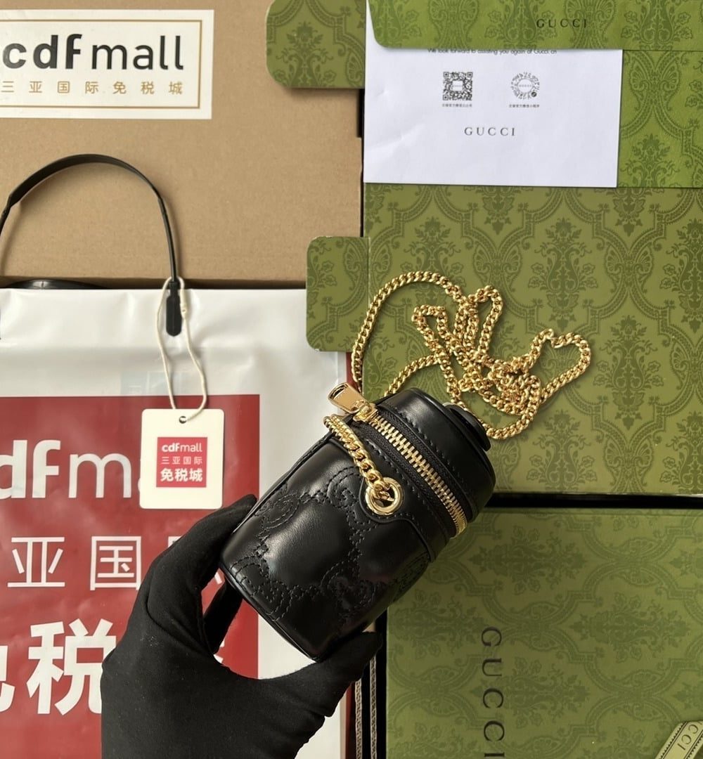 1:1 Replica Gucci Quilted GG Mini Handbag Black For Women, Women's Bags 6.3in/16cm GG 723770 UM8IG 1000