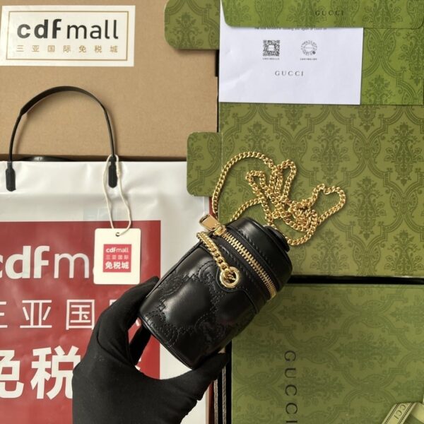 1:1 Replica Gucci Quilted GG Mini Handbag Black For Women, Women's Bags 6.3in/16cm GG 723770 UM8IG 1000