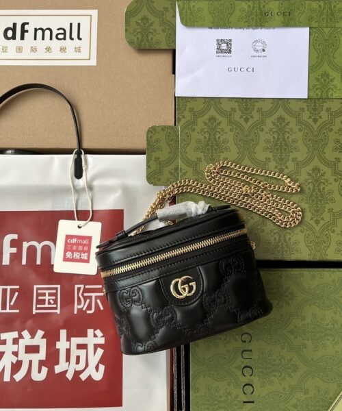 1:1 Replica Gucci Quilted GG Mini Handbag Black For Women, Women's Bags 6.3in/16cm GG 723770 UM8IG 1000