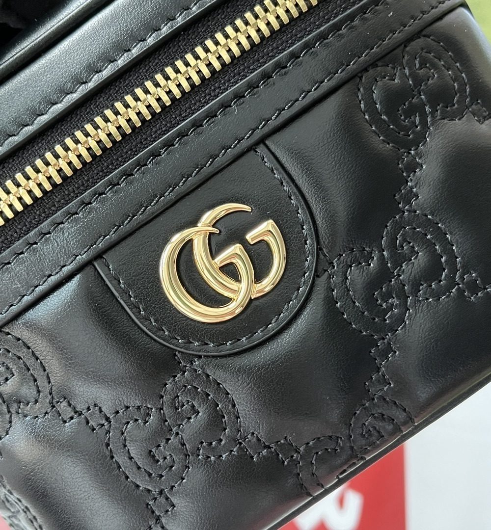 1:1 Replica Gucci Quilted GG Mini Handbag Black For Women, Women's Bags 6.3in/16cm GG 723770 UM8IG 1000