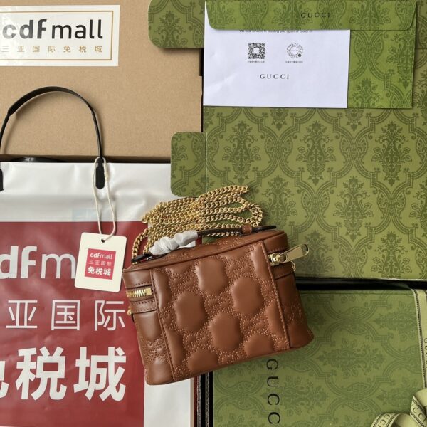 1:1 Replica Gucci Quilted GG Mini Handbag Brown For Women, Women's Bags 6.3in/16cm GG 723770 UM8IG 2546