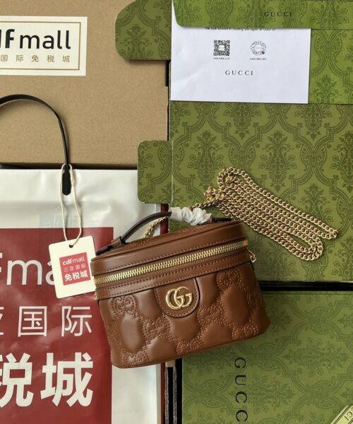 1:1 Replica Gucci Quilted GG Mini Handbag Brown For Women, Women's Bags 6.3in/16cm GG 723770 UM8IG 2546