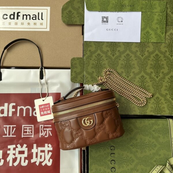 1:1 Replica Gucci Quilted GG Mini Handbag Brown For Women, Women's Bags 6.3in/16cm GG 723770 UM8IG 2546