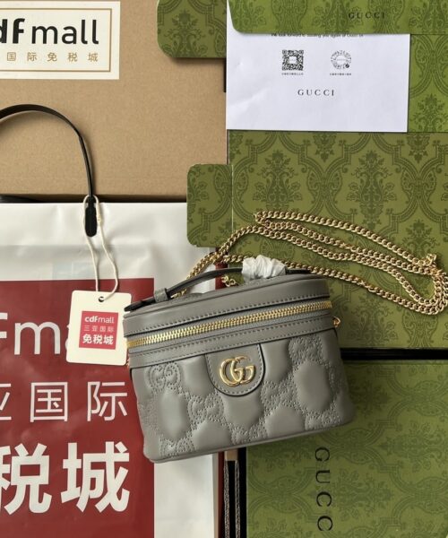 1:1 Replica Gucci Quilted GG Mini Handbag Gray For Women, Women's Bags 6.3in/16cm GG 723770 UM8IG 1275