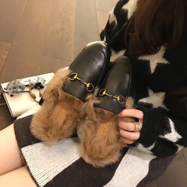 Gucci Re-Edition Women's Princetown Slipper Mules Black For Women GG 397749 DKHH0 1063