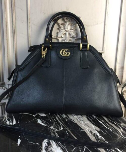 1:1 Replica Gucci Re(Belle) Large Top Handle Bag Black For Women 15.75in/40cm GG