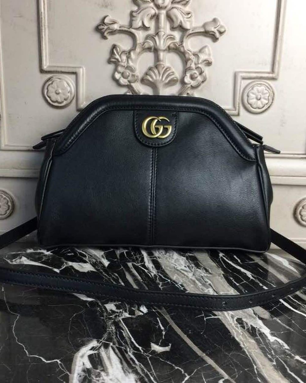 1:1 Replica Gucci RE(BELLE) Medium Top Handle Bag Black For Women 10.7in/27cm GG