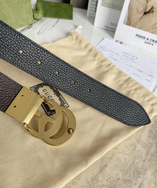 1:1 Replica Gucci Reversible Belt With Double G Buckle Black/Light Brown, GG Women Belt 643847 CAO2T 8170