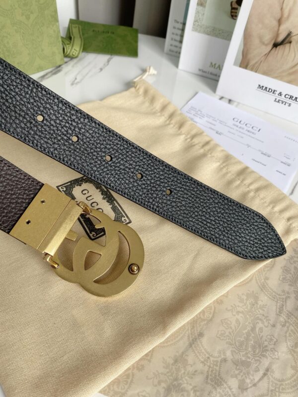 1:1 Replica Gucci Reversible Belt With Double G Buckle Black/Light Brown, GG Women Belt 643847 CAO2T 8170