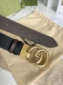 1:1 Replica Gucci Reversible Belt With Double G Buckle Black/Light Brown, GG Women Belt 643847 CAO2T 8170