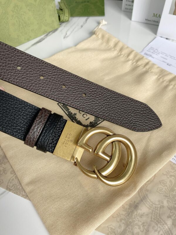 1:1 Replica Gucci Reversible Belt With Double G Buckle Black/Light Brown, GG Women Belt 643847 CAO2T 8170
