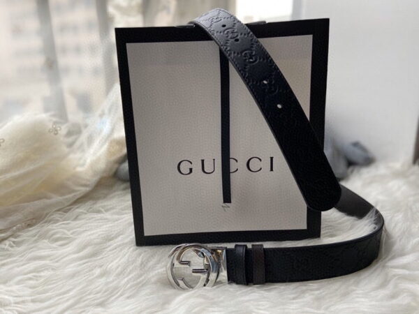 1:1 Replica Gucci Reversible Gucci Signature Belt Black GG, Women Belt ‎473030 CWCWN 1070