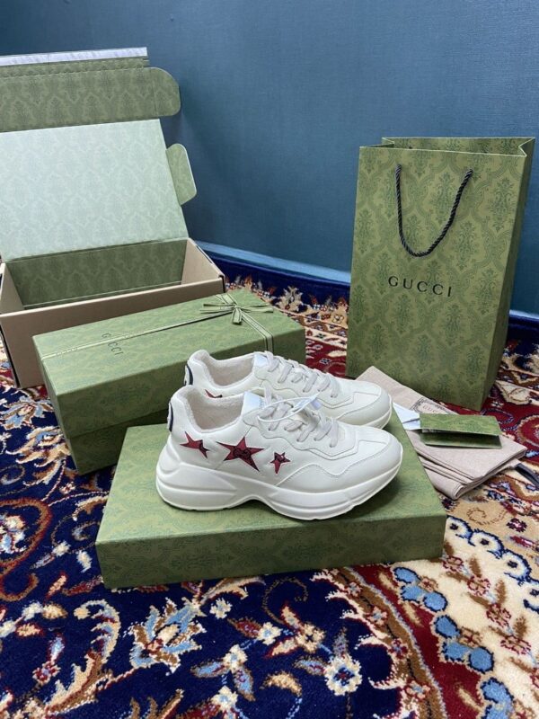 Gucci Rhyton Sneaker With Red Stars White Ivory For Women 664961 2SHC0 9560