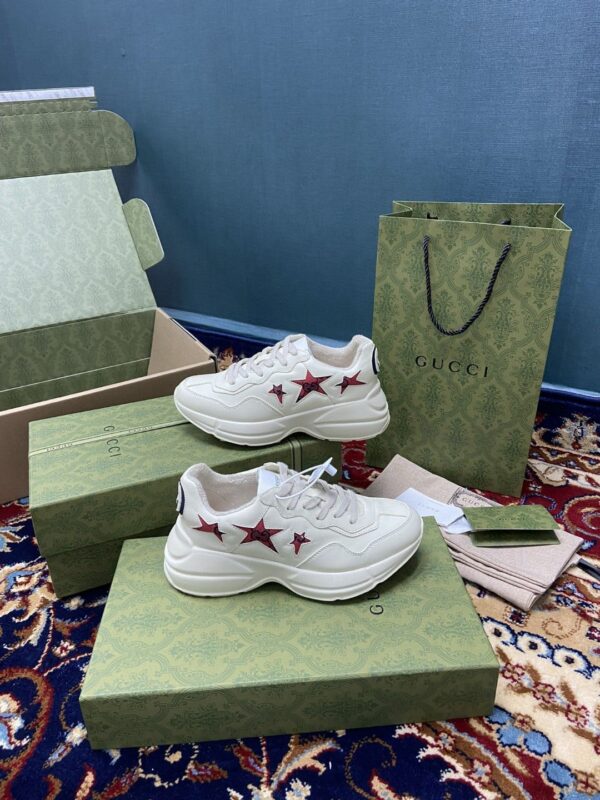 Gucci Rhyton Sneaker With Red Stars White Ivory For Women 664961 2SHC0 9560