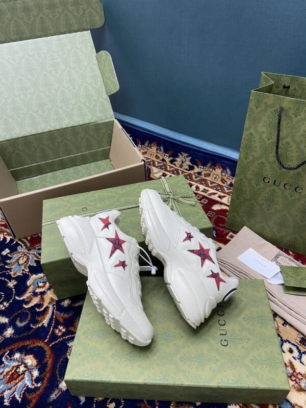 Gucci Rhyton Sneaker With Red Stars White Ivory For Women 664961 2SHC0 9560