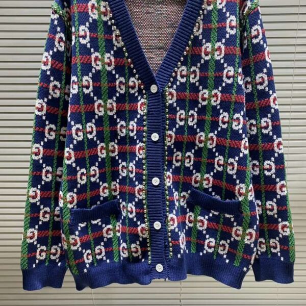 Gucci Rivets Cardigan Navy Blue For Men