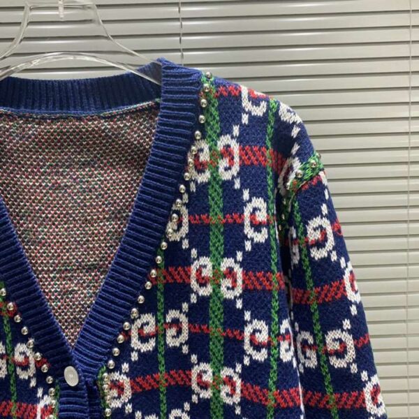 Gucci Rivets Cardigan Navy Blue For Men