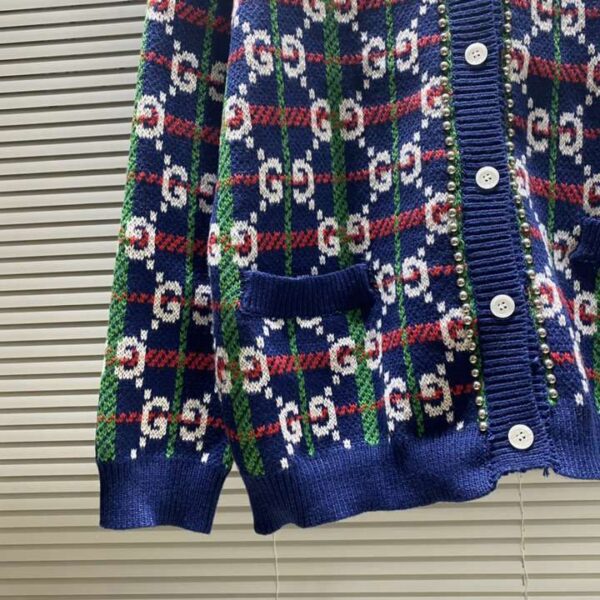 Gucci Rivets Cardigan Navy Blue For Men