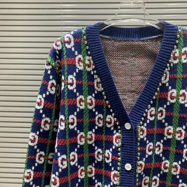 Gucci Rivets Cardigan Navy Blue For Men