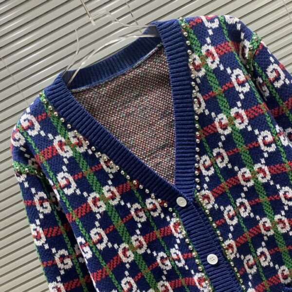 Gucci Rivets Cardigan Navy Blue For Men