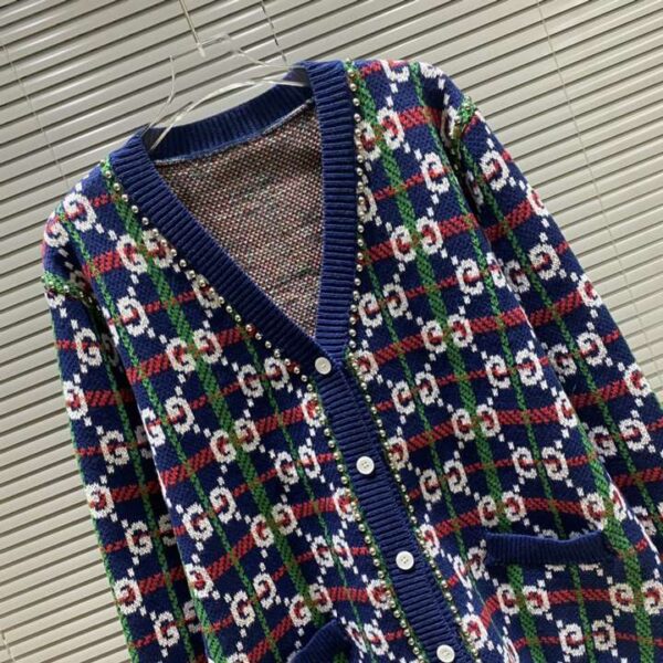 Gucci Rivets Cardigan Navy Blue For Men