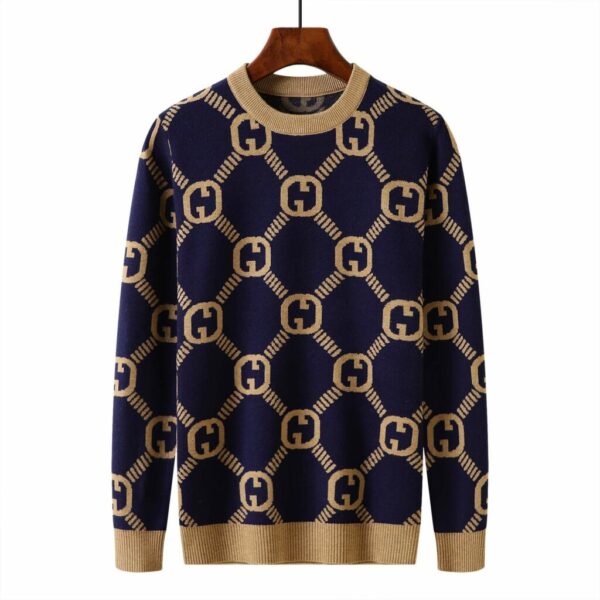 Gucci Round Neck Sweatshirt Navy Blue For Men