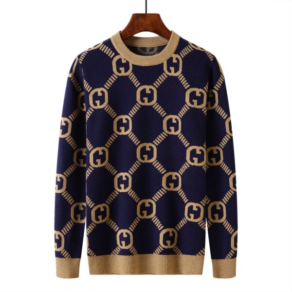 Gucci Round Neck Sweatshirt Navy Blue For Men