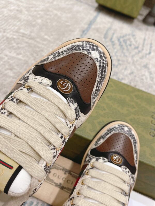 Gucci Screener Python-Effect Beige For Women GG Shoes 1496599