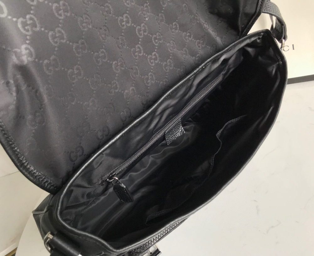 1:1 Replica Gucci Shoulder Bag Nylon Shima Black GG Embossed For Men 13.8in/35cm GG