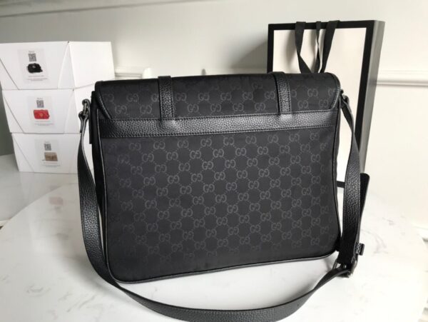 1:1 Replica Gucci Shoulder Bag Nylon Shima Black GG Embossed For Men 13.8in/35cm GG