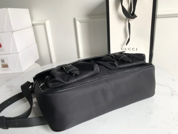 1:1 Replica Gucci Shoulder Bag Nylon Shima Black GG Embossed For Men 13.8in/35cm GG