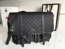 1:1 Replica Gucci Shoulder Bag Nylon Shima Black GG Embossed For Men 13.8in/35cm GG
